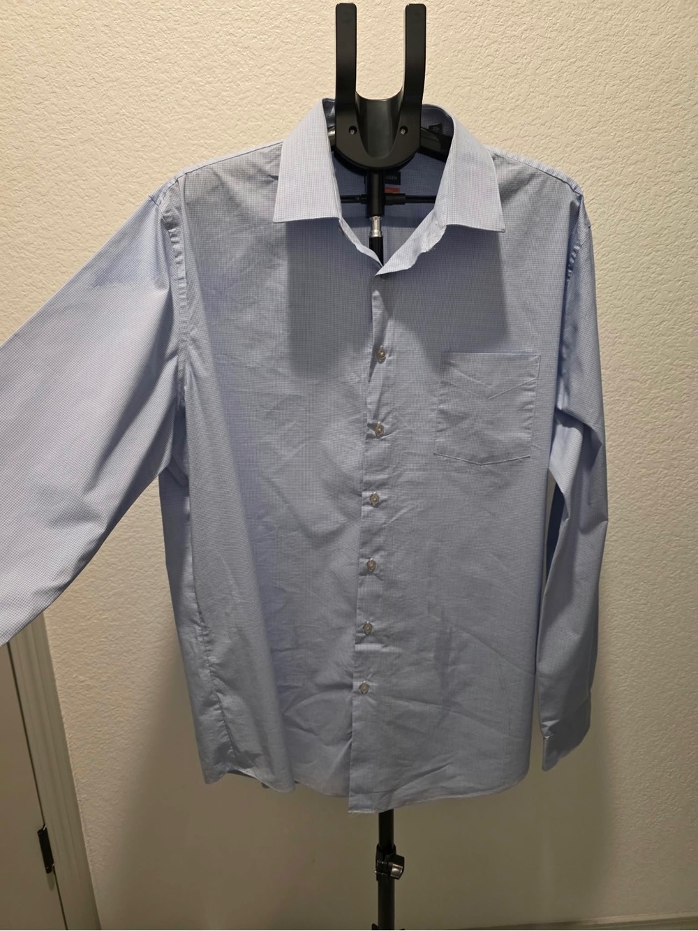 Van Heusen Light Blue Long Sleeve Dress Shirt with Chest Pocket